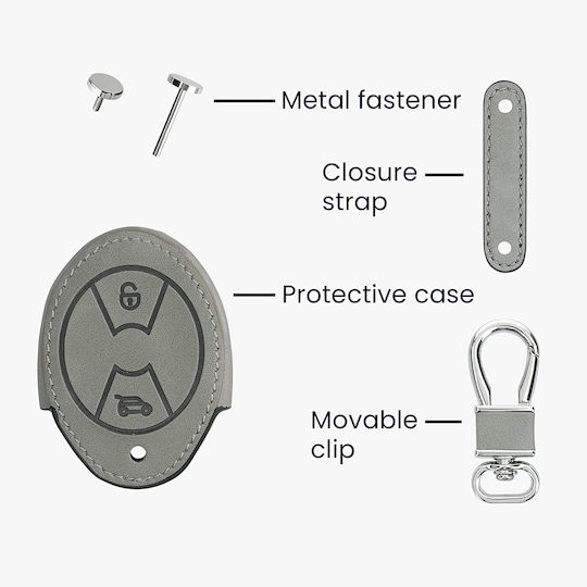 Silicone Car Key Cover Case Brushed Heart with 3 Buttons for Mini Cooper Gray