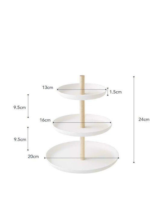 Yamazaki Μεταλλική Εταζέρα 3 Ορόφων Λευκή Ø20xY24cm