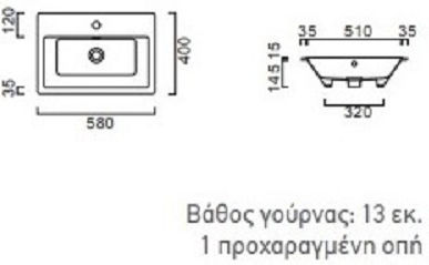 GSI Kube-X Încorporat Chiuvetă Porțelan 58x40x16cm Alb
