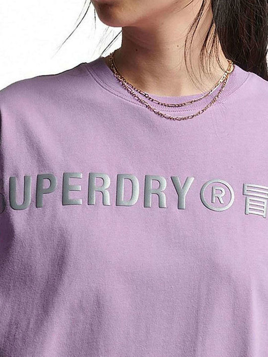 Superdry Γυναικείο Oversized T-shirt Λιλά