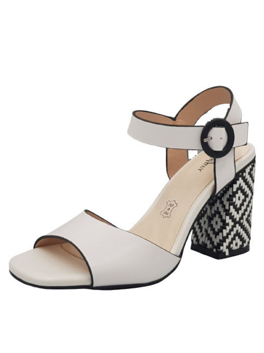 Menbur Leather Women's Sandals White