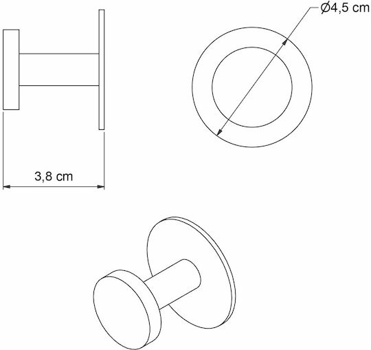 Grekon Single Wall-Mounted Bathroom Hook Inox Silver