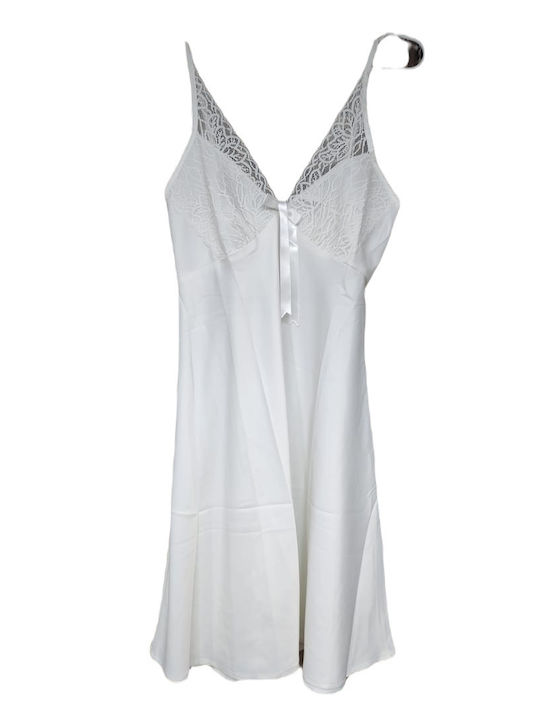 Harmony Winter Satin Women's Nightdress Ivory 60503