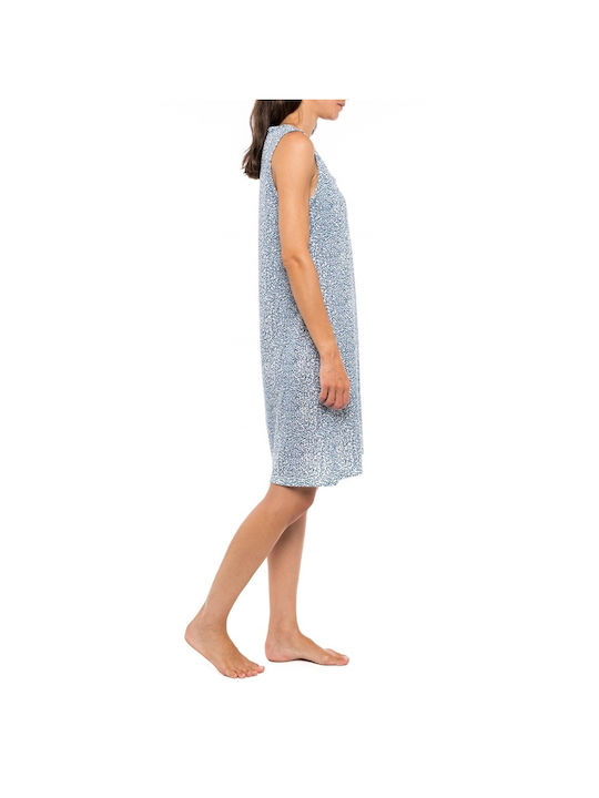 Pink Label Summer Cotton Women's Nightdress Blue