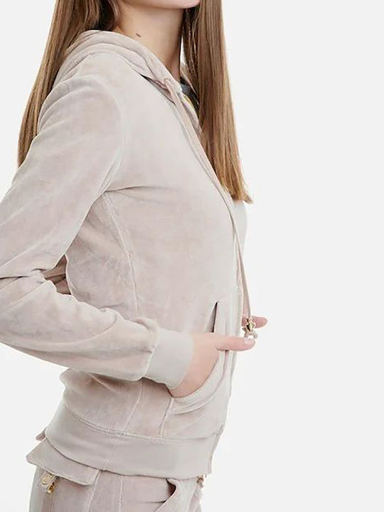 Women's Sweatshirt Jacket Velvet Hooded Brown