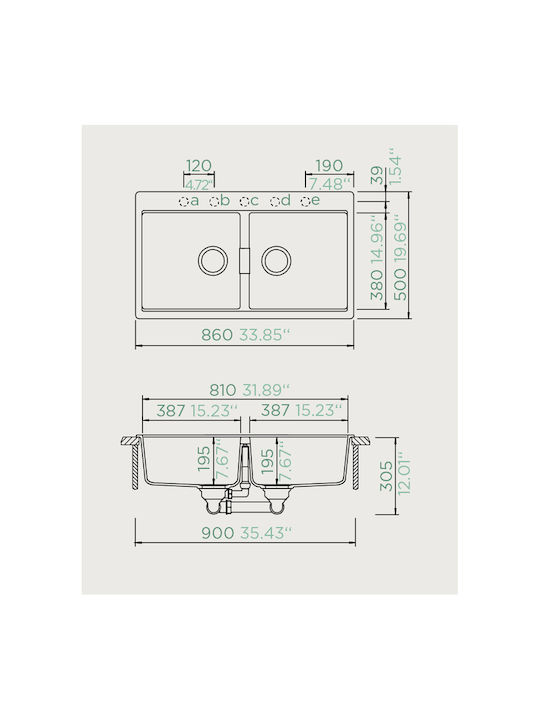 Schock Cristadur Mono 110-15295-1402 Drop-In Sink Synthetic Granite W86xD50cm Puro