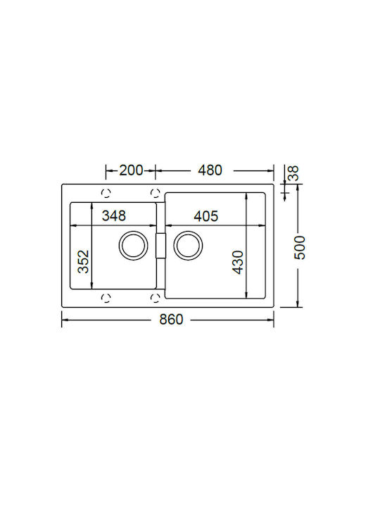 Schock Cristalite Manhattan 110-30290-1451 Drop-In Sink Right Synthetic Granite W86xD50cm Concrete Beton