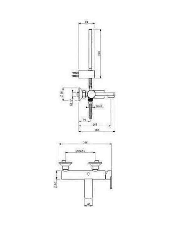 Armando Vicario Glam 700149 Mixing Bathtub Shower Faucet Complete Set Black