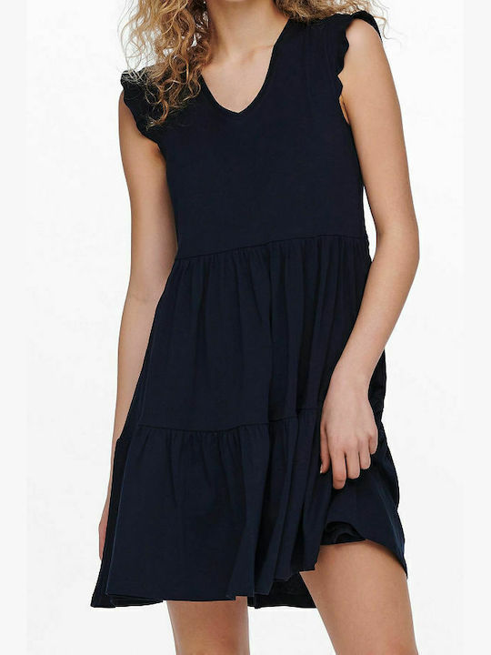 May Summer Mini Dress with Ruffle Night Sky
