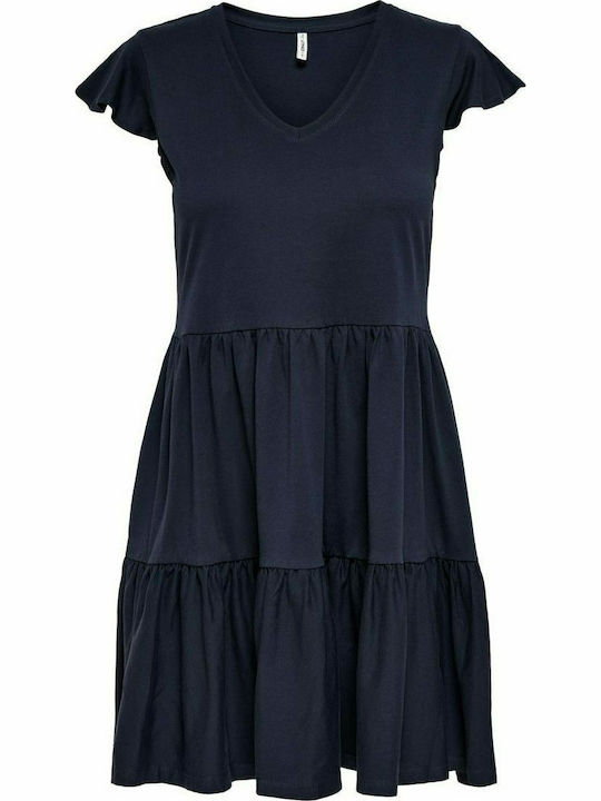 May Summer Mini Dress with Ruffle Night Sky