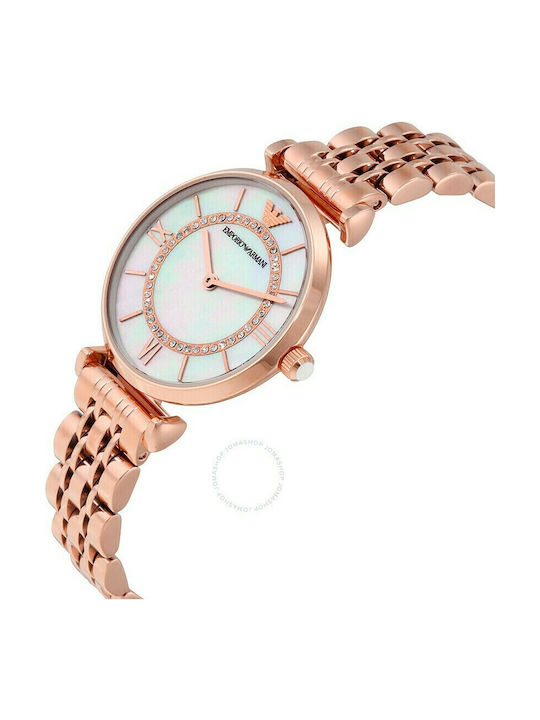 Emporio Armani Gianni Γυναικείο Ρολόι 32mm Μπαταρίας με Ροζ Χρυσό Μεταλλικό Μπρασελέ