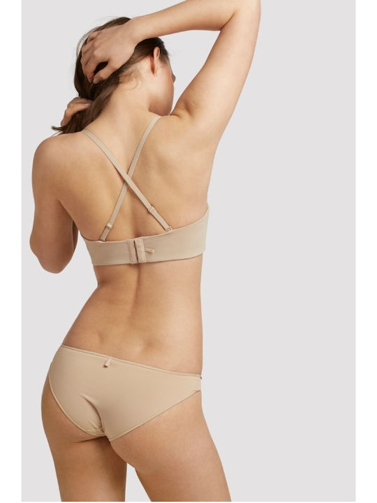 Μπεζ Strapless Σουτιέν χωρίς Ενίσχυση με Μπανέλες