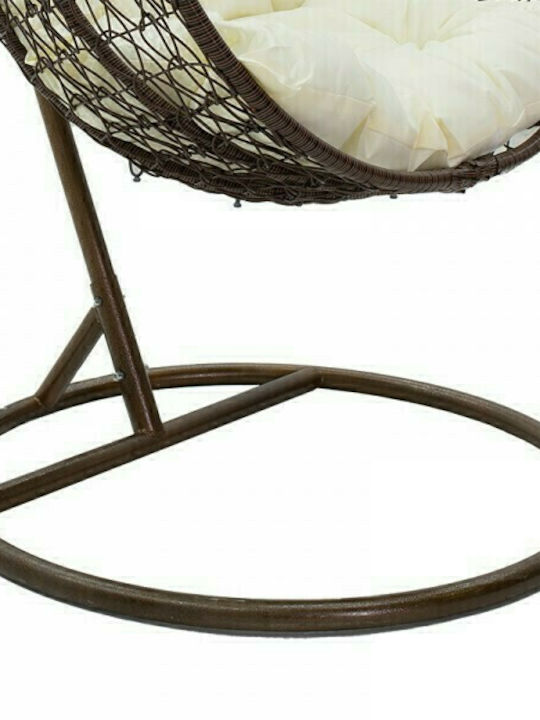 Zafer Leagăn cu bază și pernă Rattan Cafea L106xL103xH200cm