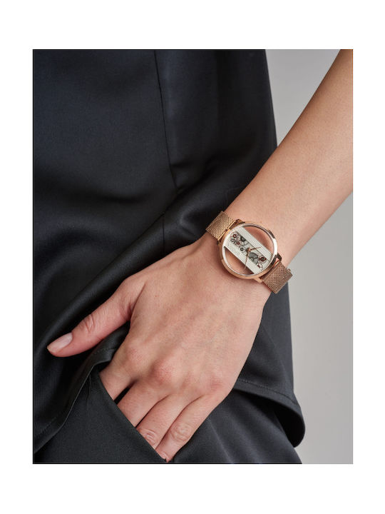 Vogue Telescopic Uhr mit Rose Gold Metallarmband