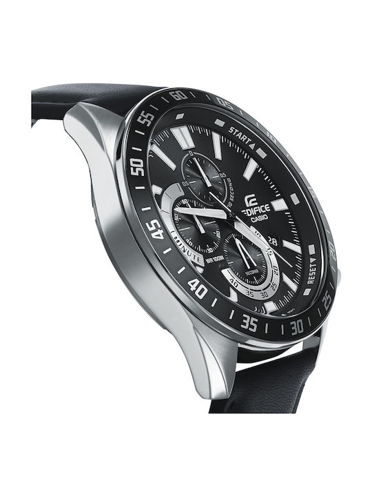 Casio Edifice Men's Watch 55mm Chronograph Battery with Black Leather Strap