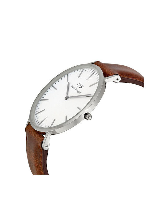 Daniel Wellington Classic St Mawes Men's Watch 40mm Battery with Brown Leather Strap