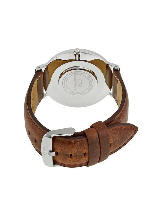 Daniel Wellington Classic St Mawes Men's Watch 40mm Battery with Brown Leather Strap
