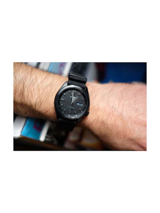 Seiko Automatic Watch with Fabric Strap Black