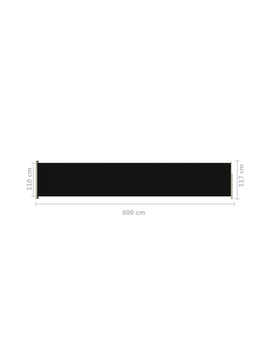 vidaXL Πλαϊνό Ρολό Σκίασης Κήπου Μαύρο 1.17x6m