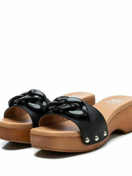 Chunky Heel Mules Black