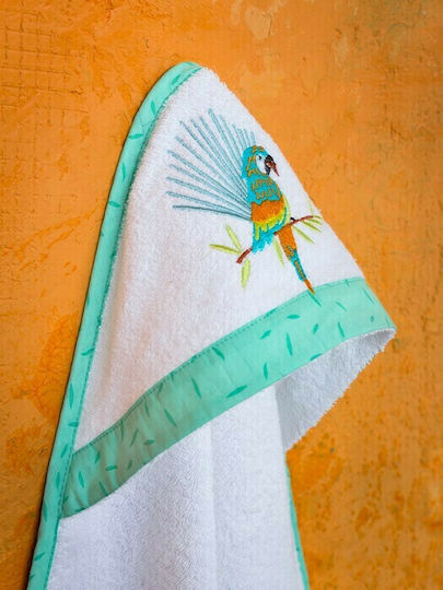Nima Baby Hooded Towel Macaw White 75x75cm
