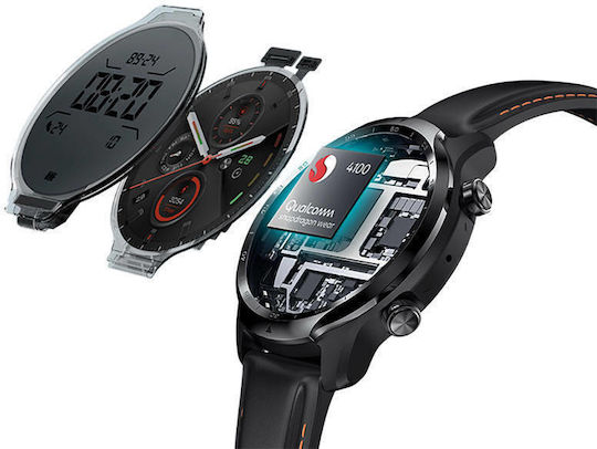 Ticwatch Pro 3 4G LTE Stainless Steel 48mm Αδιάβροχο Smartwatch με Παλμογράφο (Shadow Black)