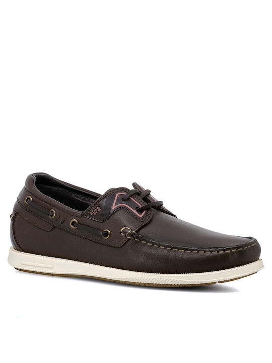 Boss Shoes Δερμάτινα Ανδρικά Boat Shoes σε Καφέ Χρώμα