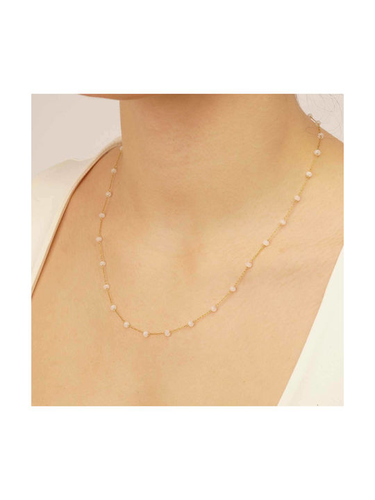 Excite-Fashion Necklace Rosary from Gold Plated Steel