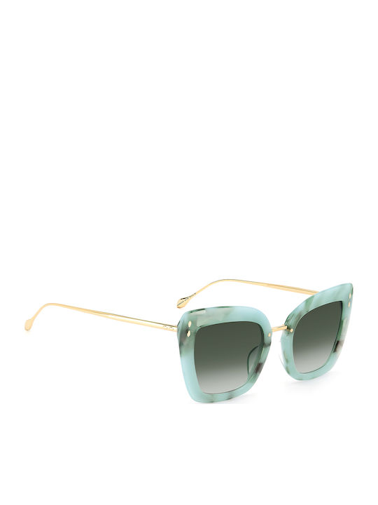 Women's Sunglasses with Multicolour Frame and Green Gradient Lens
