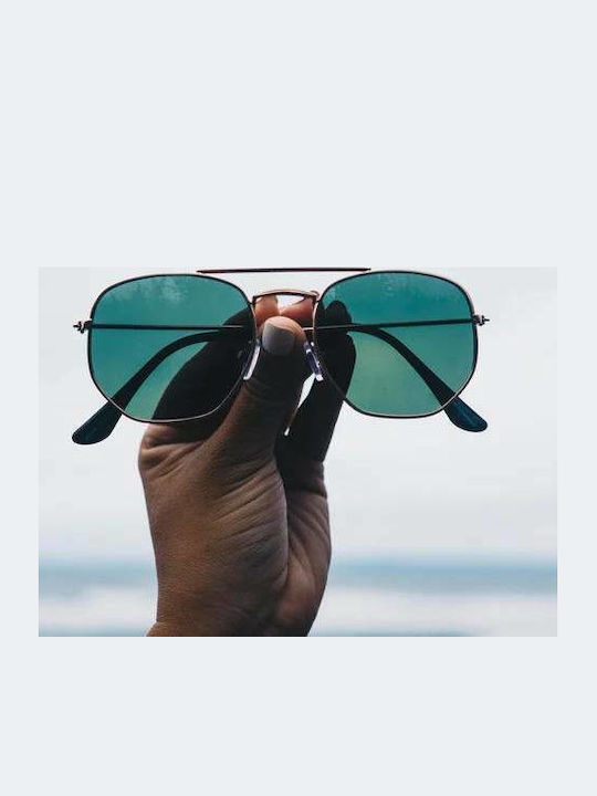 Chpo John Sunglasses Χρυσά with Metal Frame & Green Lens
