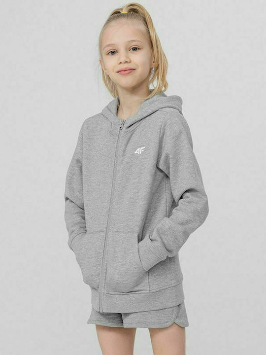 Kids Sweatshirt Cardigan with Hood Gray