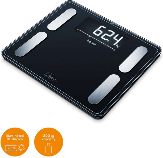 Beurer Digital Bathroom Scale with Body Fat Counter Black 73574