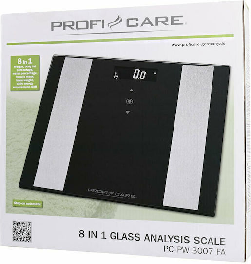 ProfiCare PC-PW 3007 FA Digital Badezimmerwaage mit Körperfettmessung in Schwarz Farbe