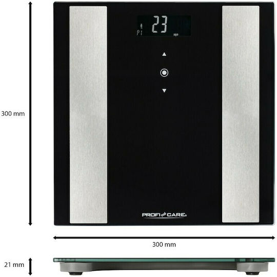 ProfiCare PC-PW 3007 FA Digital Badezimmerwaage mit Körperfettmessung in Schwarz Farbe