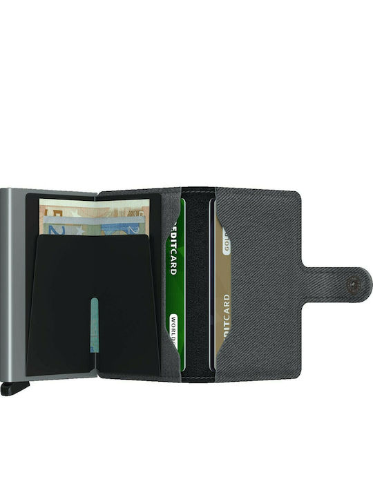 Miniwallet Twist Leather Men's Wallet Cards with RFID and Slide Mechanism Gray