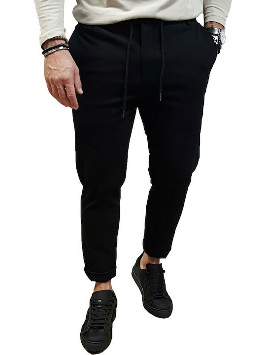 500-2122 Trousers Chino Elastic in Loose Fit Black