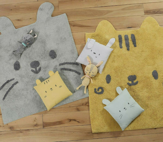 Nef-Nef Homeware Kids Cotton Rug Hello World 100x125cm Yellow