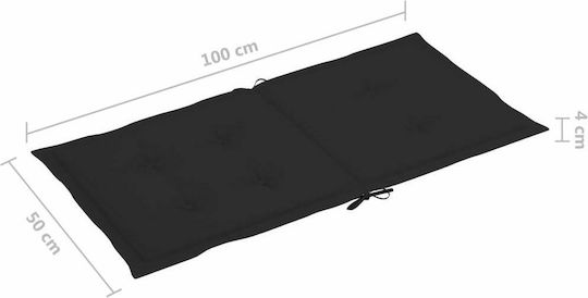 vidaXL Възглавница за стол за градина с гръб Черни 4 броя 50x100 см