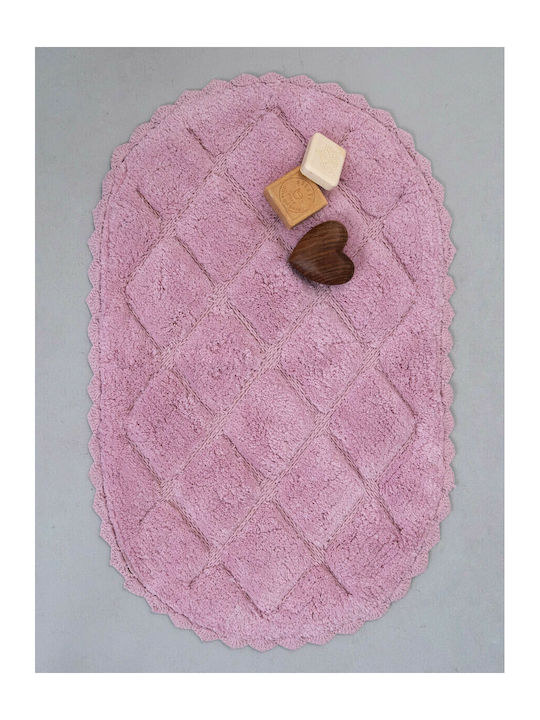 Palamaiki Πατάκι Μπάνιου Βαμβακερό Οβάλ Milo 9-100540-001 Pink 50x80εκ.