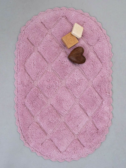 Palamaiki Πατάκι Μπάνιου Βαμβακερό Οβάλ Milo 9-100540-001 Pink 50x80εκ.