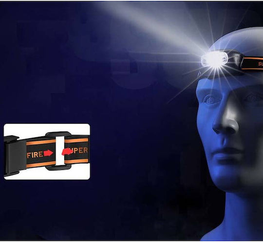 Superfire Wiederaufladbar Stirnlampe LED IP44 mit maximaler Helligkeit 110lm Schwarz