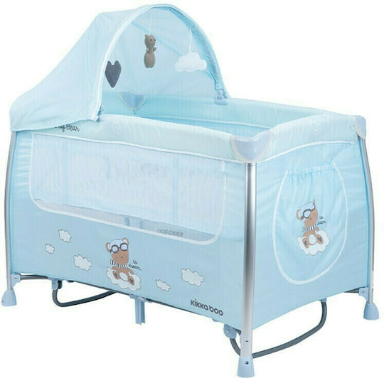 Kikka Boo Dreamy Bear Playpen 2 Levels with Changing Table & Mattress Mint/Blue 120x60cm