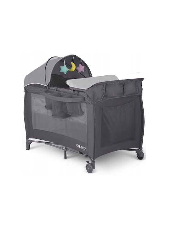 Ricokids RK-242 Παρκοκρέβατο με Αλλαξιέρα & Στρώμα Γκρι 125x65cm