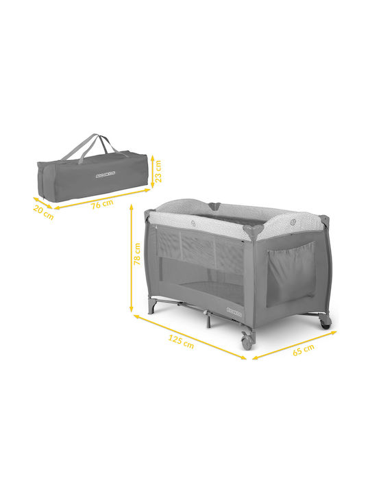 Ricokids RK-242 Παρκοκρέβατο με Αλλαξιέρα & Στρώμα Γκρι 125x65cm