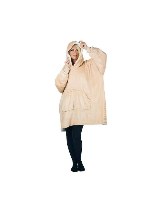 HomeVero Comfort Velvet Blanket with Sleeves 70x90cm Beige