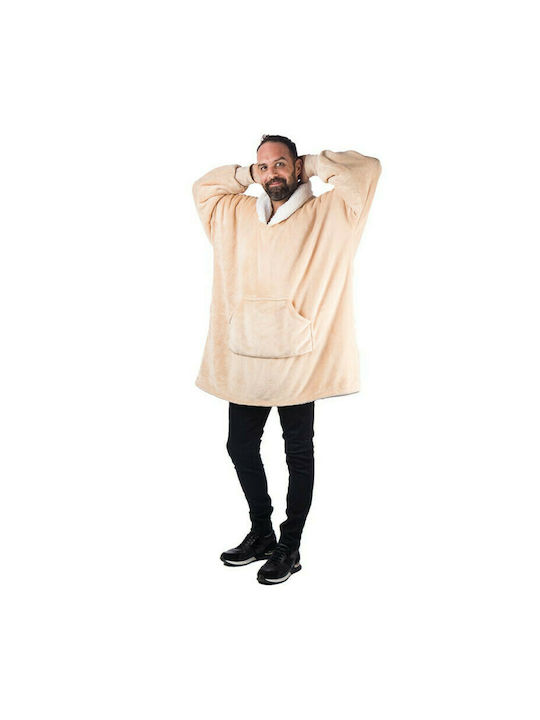 HomeVero Comfort Velvet Blanket with Sleeves 70x90cm Beige