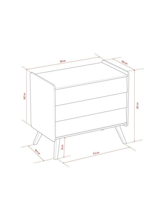 Vintage Dulap cu Sertare pentru Bebeluși cu 3 Sertare Bej 100x58.5x90cm