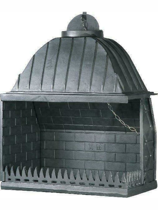 CHytiria Misailidi T-75 Corner Drept Focar Interior din fontă 78x49x140cm