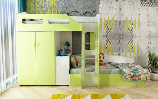Double Decker Πράσινο 2τμχ με Κρεβάτι για Στρώμα 82x190εκ. Double Decker Πράσινο 2τμχ με Κρεβάτι για Στρώμα 82x190εκ.