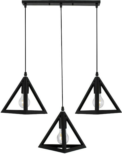 GloboStar Triangle Pendant Light Black Grid with Socket E27 70x22x130cm